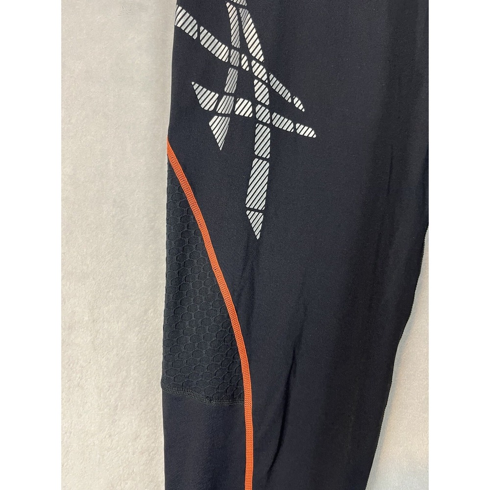 Asics Core Balance Tights Women Large Black Stretch Ankle Zip Vented Run Yoga - Picture 8 of 13